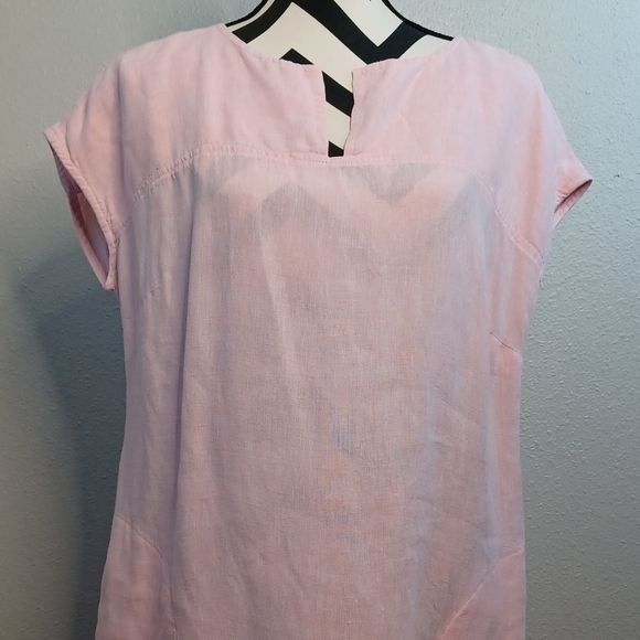 Studio 412 Pale Pink 100% Linen Sz M Short-Sleeve Dress - Picture 5 of 16